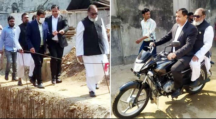 নিজে মোটরসাইকেল চালিয়ে মন্ত্রীকে